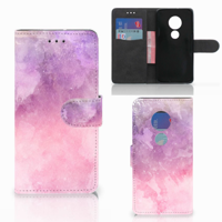 Hoesje Motorola Moto G7 Play Pink Purple Paint | Portemonnee hoesje - thumbnail