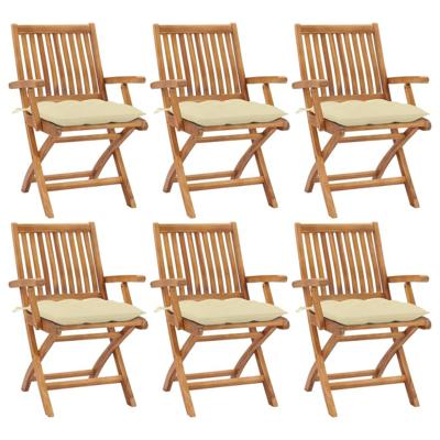 Tuinstoelen 6 st inklapbaar met kussens massief teakhout