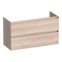 Brauer Inspire - Onderkast Ondiep - 100 cm - met 2 Softclose Lades Greeploos en 1 Sifon Uitsparing - Lamellen Eiken Wit - thumbnail