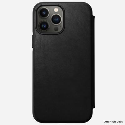 Nomad Modern Horween lederen folio iPhone 13 Pro Max - Black