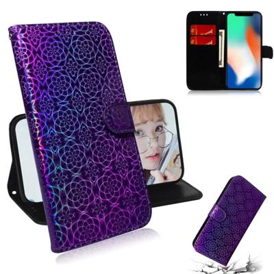 Voor iPhone X/XS effen kleur kleurrijke magnetische Buckle horizontale Flip PU lederen draagtas met houder & kaartsleuven & portemonnee & Lanyard (paa
