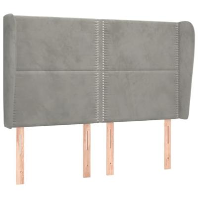 Hoofdbord met randen 147x23x118/128 cm fluweel lichtgrijs