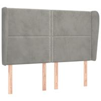 Hoofdbord met randen 147x23x118/128 cm fluweel lichtgrijs - thumbnail