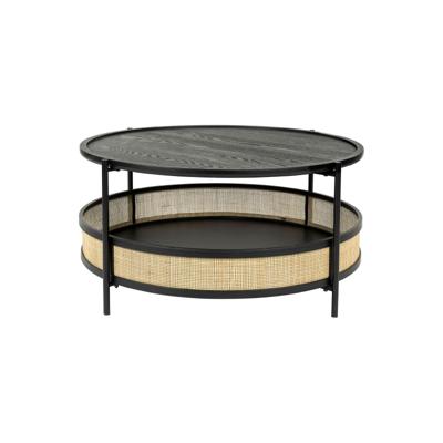 ZILT Ronde Salontafel 'Maddie' Rotan, kleur Zwart ZILT Ronde Salontafel 'Maddie' Rotan, kleur Zwart