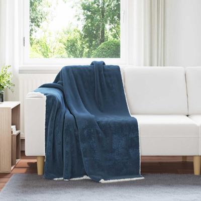 VidaXL Gooi deken marineblauw 130 x 150 cm fleece