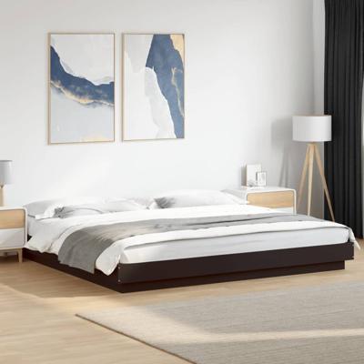 Bedframe met LED-verlichting bewerkt hout zwart 200x200 cm - thumbnail