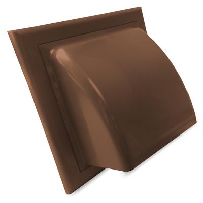 Kunststof Gevelkap Met Klep - Bruin - Achteraansluiting Ø 100mm Kunststof Gevelkap Met Klep - Bruin - Achteraansluiting Ø 100mm