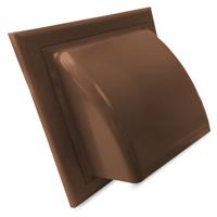 Kunststof Gevelkap Met Klep - Bruin - Achteraansluiting Ø 100mm - thumbnail