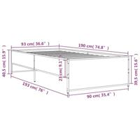 Bedframe bewerkt hout en metaal bruin eikenkleurig 90x190 cm - thumbnail