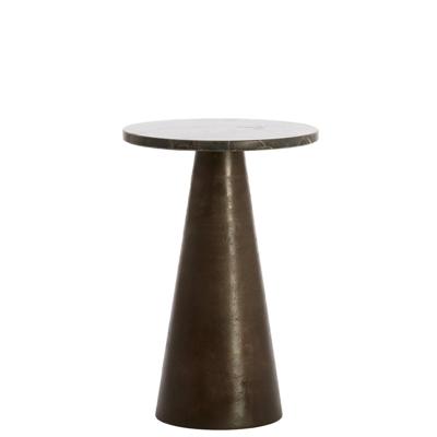 Light & Living Ronde Bijzettafel 'Ynez' Marmer, 36cm, kleur Donkerbruin