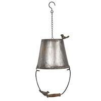 Clayre & Eef Vogelhuis Emmer 25x25x60 cm Grijs Metaal Rond Vogelhuisje - thumbnail