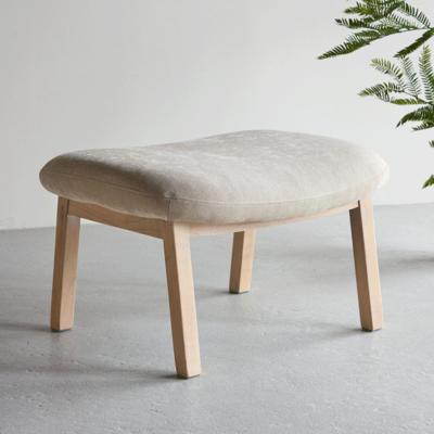 Nohr Hocker 'Shanthi' Rubberhout en stof, kleur Beige