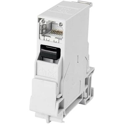 Telegärtner 100007436 Draagrailconnector RJ45 Bus, inbouw Aantal polen: 8P8C Lichtgrijs 1 stuk(s)