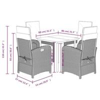 5-delige Tuinset met kussens poly rattan beige - thumbnail