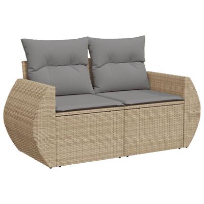 4-delige Loungeset met kussens poly rattan gemengd beige - thumbnail