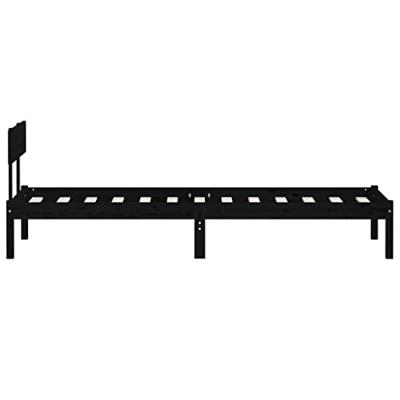 Bedframe massief hout zwart 75x190 cm