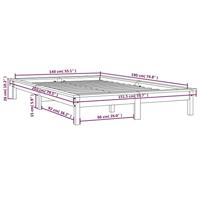 Bedframe massief grenenhout grijs 140x190 cm - thumbnail