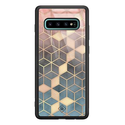 Samsung Galaxy S10 Plus glazen hardcase - Cubes art