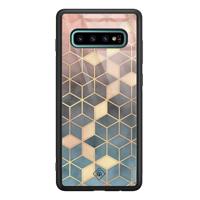 Samsung Galaxy S10 Plus glazen hardcase - Cubes art - thumbnail
