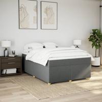 Boxspring met matras stof donkergrijs 140x200 cm - thumbnail