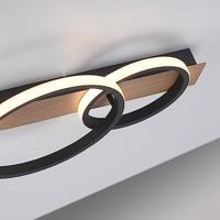 Just Light PlafondlampTrooper zwart met hout 68cm - 15616-78 - thumbnail