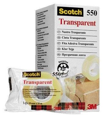 Plakband scotch 550 19mmx33m transparant | 8 stuks