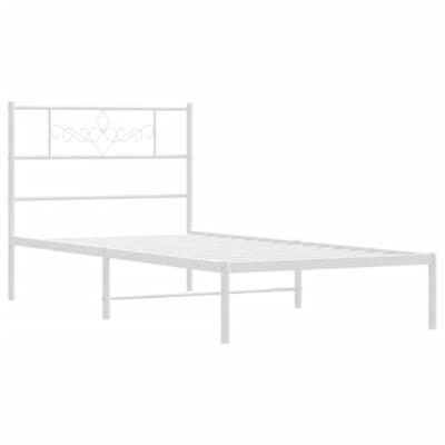 Bedframe met hoofdbord metaal wit 90x200 cm