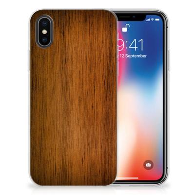 Apple iPhone X | Xs | Bumper Hoesje | Donker Hout