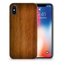 Apple iPhone X | Xs | Bumper Hoesje | Donker Hout - thumbnail