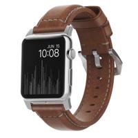 Nomad traditional leather strap Apple Watch 42mm / 44mm / 45mm / 49mm bruin / zilver - thumbnail
