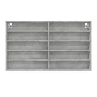 Vitrinekast 100x15x58 cm bewerkt hout betongrijs - thumbnail