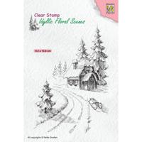 Nellie's Choice • idyllic floral scenes clear stempel wintery house (95x138mm) - thumbnail