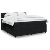 Boxspring met matras fluweel zwart 180x200 cm - thumbnail