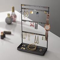 Metaltex sieradenrek 22x11x36 cm mat zwart/metaal - thumbnail