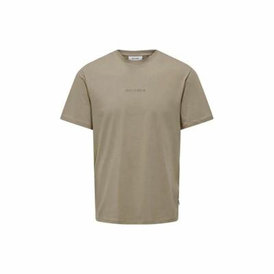 Heren-T-Shirt met Korte Mouwen Only & Sons Onslevi Life Reg Text Desert Lichtbruin - Maat: L