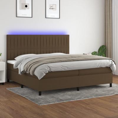 Boxspring met matras en LED stof donkerbruin 200x200 cm