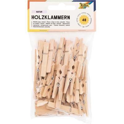 Wasknijper Folia 48 stuks drie formaten hout