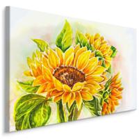 Schilderij - Zonnebloem in waterverf (print op canvas), premium print - thumbnail