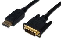 Digitus AK-340301-020-S DisplayPort-kabel DisplayPort / DVI Adapterkabel DisplayPort-stekker, DVI-D 24+1-polige stekker 2.00 m Zwart Schroefbaar - thumbnail