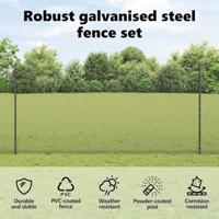 VidaXL Hek met paal grijs 1,2 x 25 m staal en pvc - thumbnail