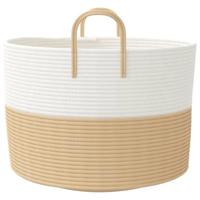 VidaXL Opbergmand ø 51x33 cm katoen beige en wit - thumbnail