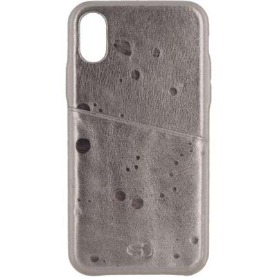 Senza Glam Leather Cover with Card Slot Apple iPhone X/Xs Metallic Grey Senza Glam Leather Cover with Card Slot Apple iPhone X/Xs Metallic Grey