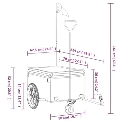 Fietstrailer 45 kg ijzer zwart en groen - thumbnail