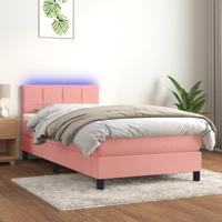 Boxspring met matras en LED fluweel roze 90x190 cm - thumbnail