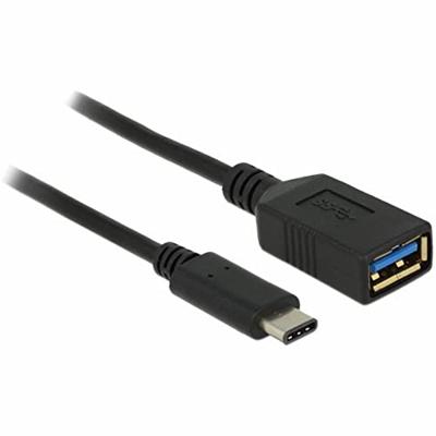 DeLOCK superspeed usb-c 3.1, gen 1 male > usb-a female adapter (zwart, 0,15 meter)