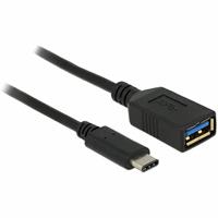 DeLOCK superspeed usb-c 3.1, gen 1 male > usb-a female adapter (zwart, 0,15 meter) - thumbnail