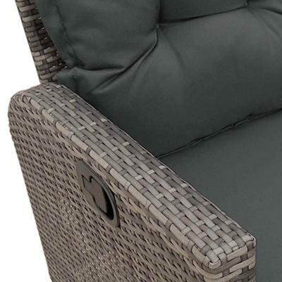 3-delige Tuinbankstel met kussens L-vormig poly rattan grijs - thumbnail
