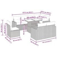 9-delige Loungeset met kussens poly rattan zwart - thumbnail