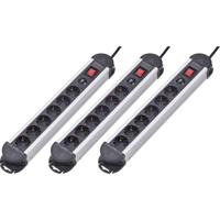 Renkforce 614A-CMB-SX3 Overspanningsveilige stekkerdoos 6-voudig Zwart Randaarde stekker 3 stuk(s) - thumbnail