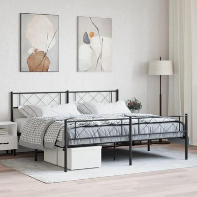 Bedframe met hoofd- en voeteneinde metaal zwart 193x203 cm